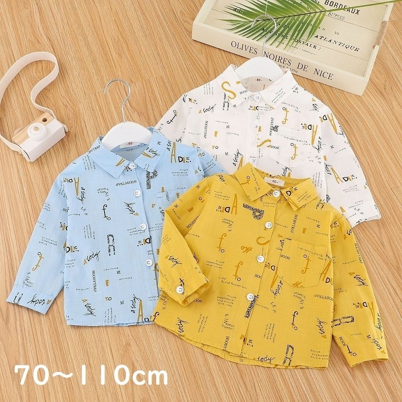  baby рубашка детский Kids длинный рукав tops девочка мужчина симпатичный модный алфавит Logo посещение детского сада выход 