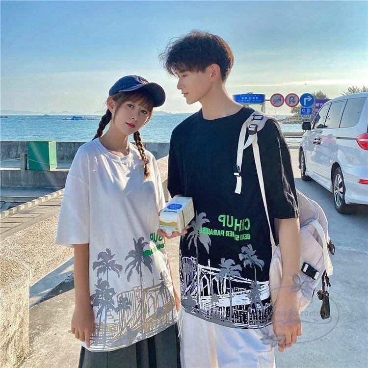  пара для мужчин и женщин пара look t рубашка Корея fashion лето мужской t рубашка cup ru короткий рукав модный пара лето весна интересный брак праздник . подарок 