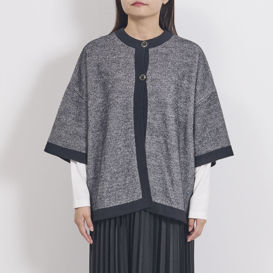  женский новый продукт tops пончо вязаный 2WAY внешний Layered тысяч птица .. Jaguar do накладывающийся надеты ...l Jaguar do вязаный пончо KEYUCA(keyuka)