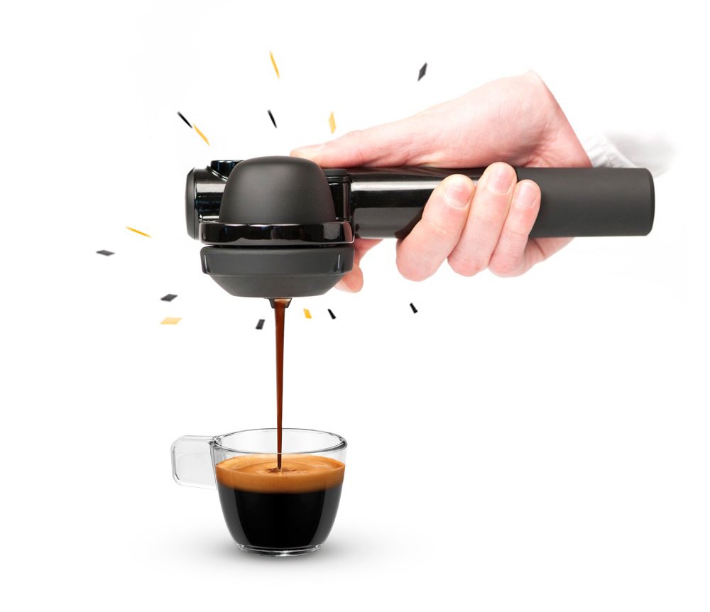  small size espresso machine Handpresso( hand pre so) hybrid - Cafe Pod * coffee flour extraction possibility electric un- necessary - outdoor * office 