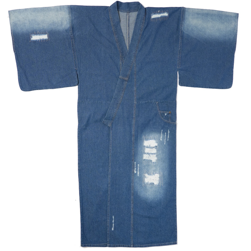  кимоно авария Denim мужской темно-синий чёрный темно-синий Vintage способ авария обработка woshu обработка повреждение обработка ... кимоно одиночный . одиночный товар casual мужчина джентльмен M L LL