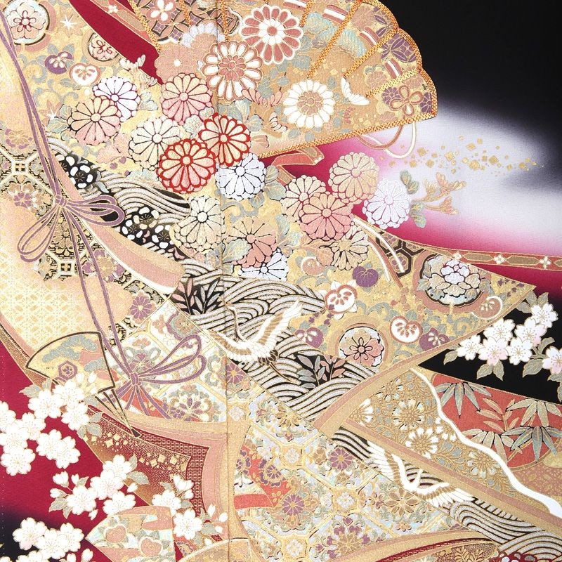  летний одиночный . tomesode в аренду багряник японский . прекрасный накладывающийся . шт чёрный mito-520G высококлассный натуральный шелк популярный свадьба 