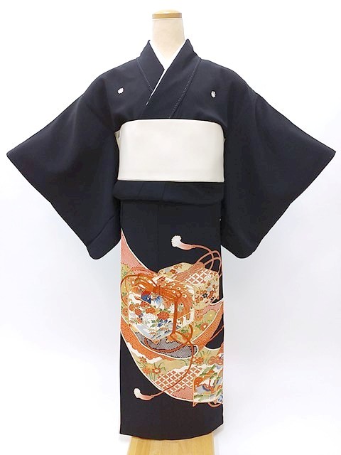  кимоно куротомэсодэ б/у 372 рост 151cm передний и задний (до и после) утилизация . костюм ликвидация в аренду ликвидация кимоно японская одежда японский костюм 