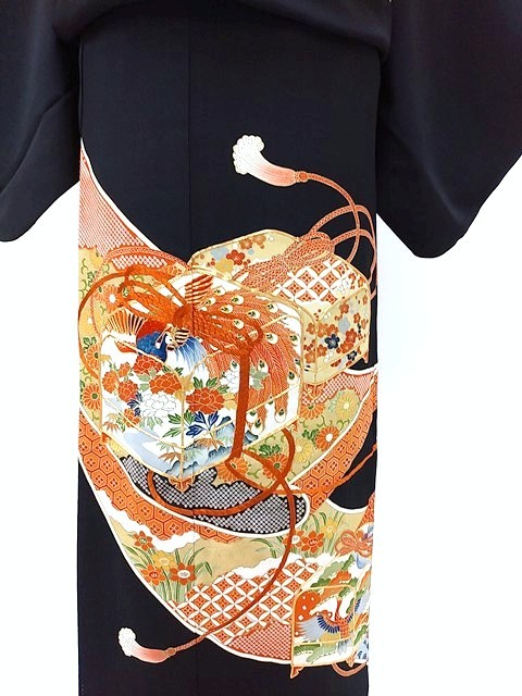  кимоно куротомэсодэ б/у 372 рост 151cm передний и задний (до и после) утилизация . костюм ликвидация в аренду ликвидация кимоно японская одежда японский костюм 