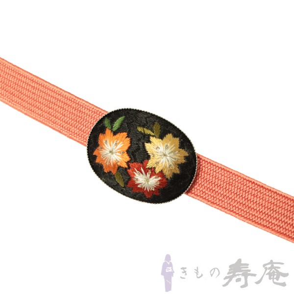  obidome silk embroidery Sakura black stylish obi . Taisho romance retro modern . flower see new goods 