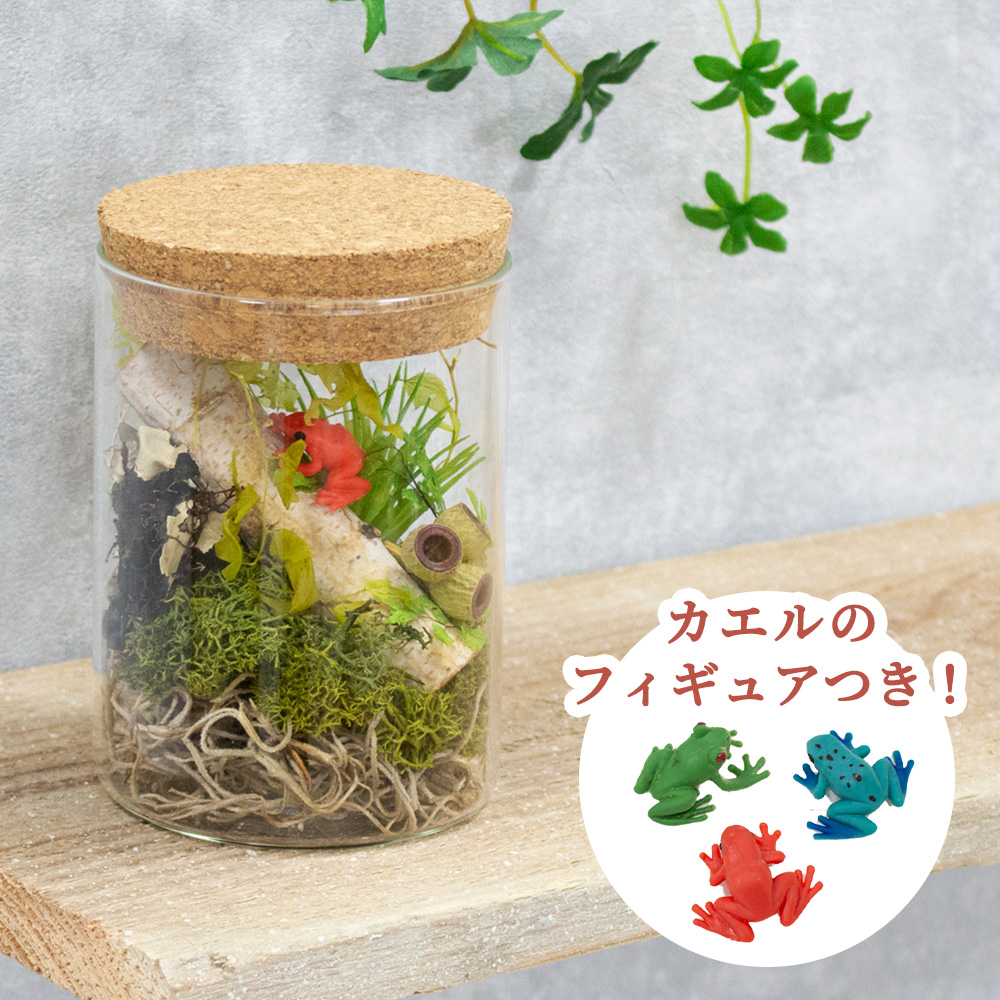 プリザーブドフラワー ドライフラワー ジオラマ Mサイズ 雑貨 インテリア 森林 ジャングル テラリウム 造花 ボトルフラワー コルク瓶 カエル おしゃれ かわいい キングセレクション 通販 Paypayモール