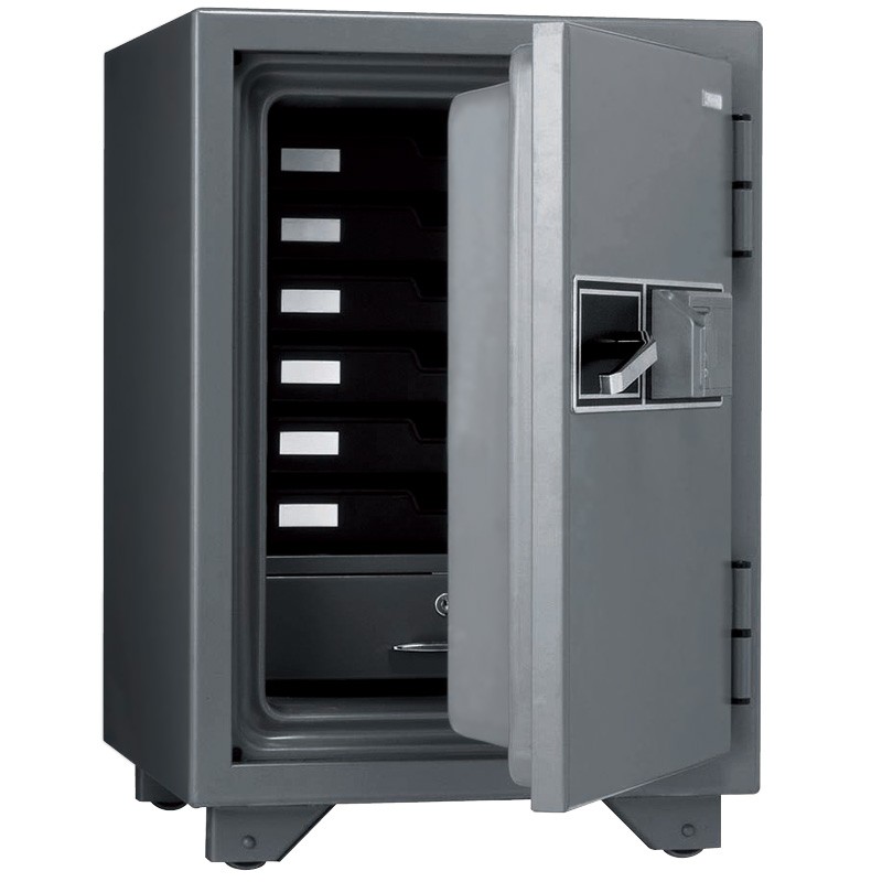 日本アイ・エス・ケイ 指紋認証・テンキー式 耐火金庫 KMX-50FPEA 家庭用 グレー オフィス用金庫の商品画像