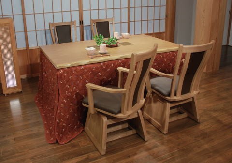  high type kotatsu dining kotatsu 6 point set table peace .KR#150 ×1 pcs chair . good ×4 legs topping KF-502(1500×900) ×1 living dining domestic production made in Japan 