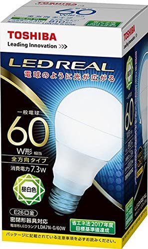TOSHIBA LEDREAL LED電球 LDA7N-G/60W （昼白色） 東芝ライテック LEDREAL LED電球、LED蛍光灯の商品画像