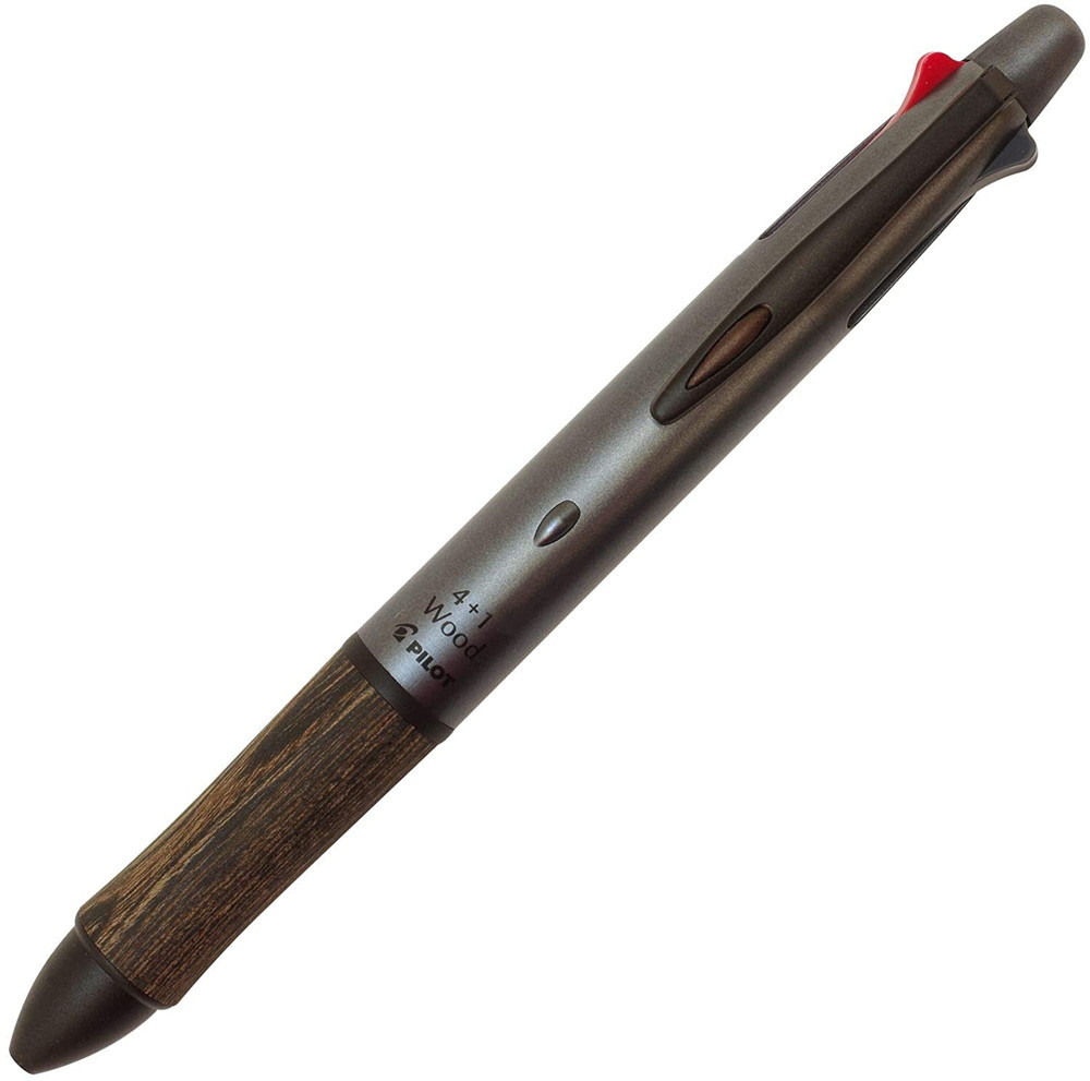 4＋1ウッド グレー（黒・赤・青・緑）0.7mm BKHFW-2SR-GY×3本