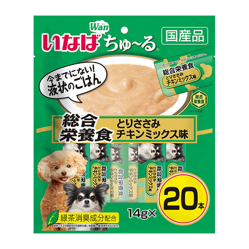 いなばペットフード いなば ちゅ～る 総合栄養食 とりささみ チキンミックス味 DS-121（14g×20本）×4個 犬用おやつ、ガムの商品画像