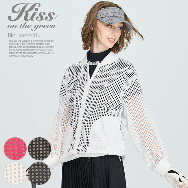  Golf wear lady's outer blouson mesh material Zip up blouson .. feeling. exist mesh material. Zip up blouson easy relax 