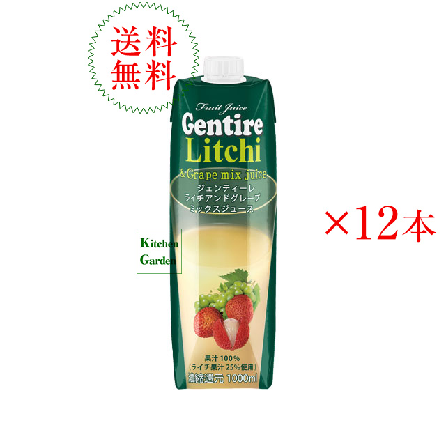 Gentire ジェンティーレ フルーツミックスジュース ライチ プリズマパック 1L×12 フルーツジュースの商品画像