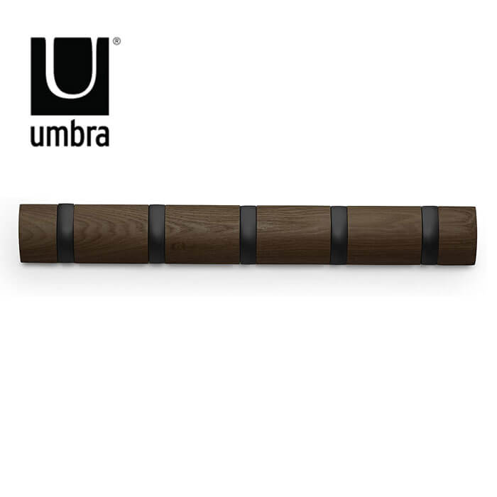 Umbra フリップフック 5連 W508×D250×H690mm 318850-048 （ブラック×ウォールナット） ウォールフックの商品画像