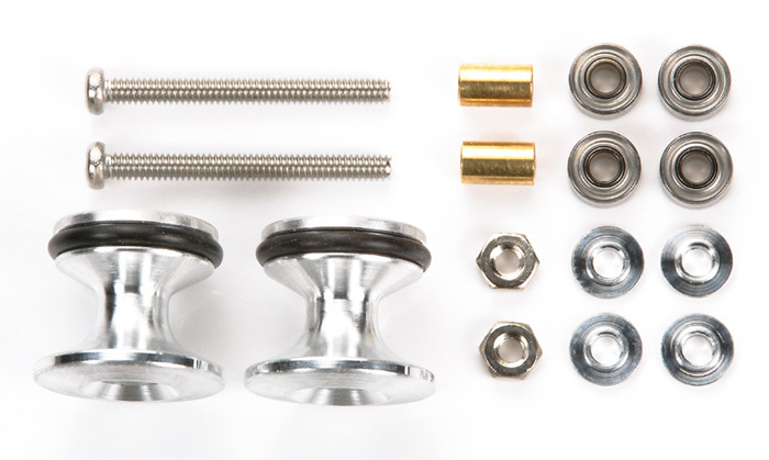 ゴムリング付 アルミローラーセット 13-12mm 15418 朱色 レッド