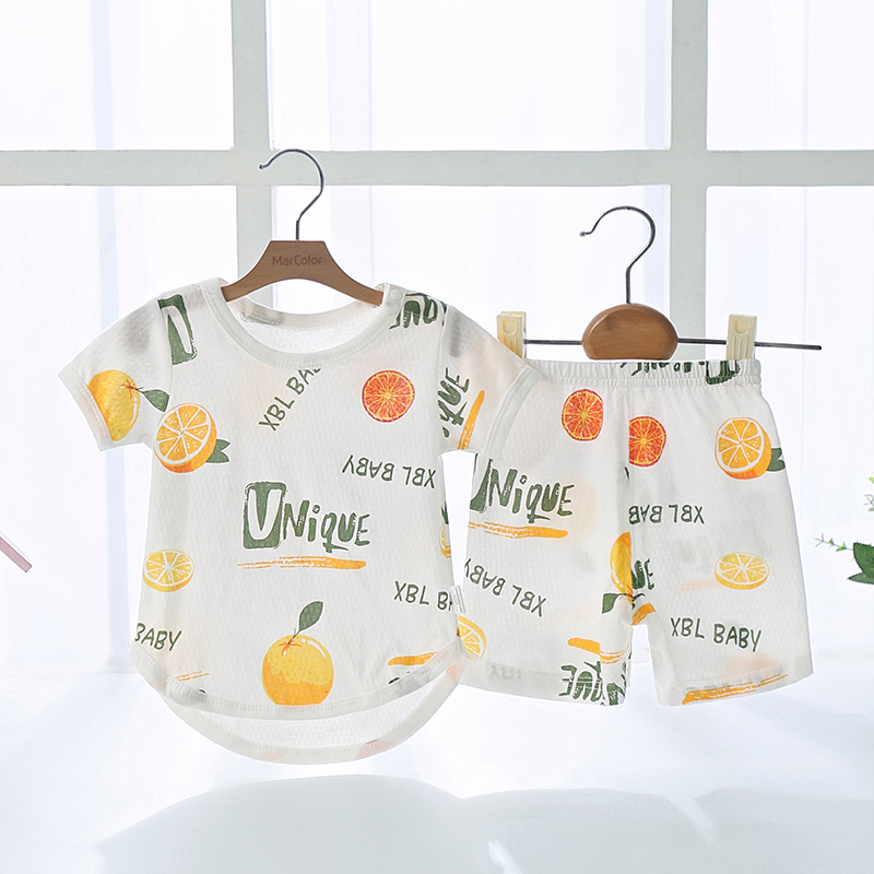  пижама baby Kids девочка мужчина ночное белье короткий рукав хлопок 100% салон одежда лето младенец ребенок тонкий . пот празднование рождения верх и низ в комплекте круглый вырез симпатичный удобный 66cm 110cm