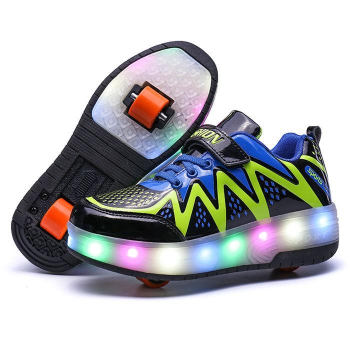 LED светится 2 колесо модель ребенок ролик обувь Kids спортивные туфли ролик skate взрослый для мужчин и женщин 