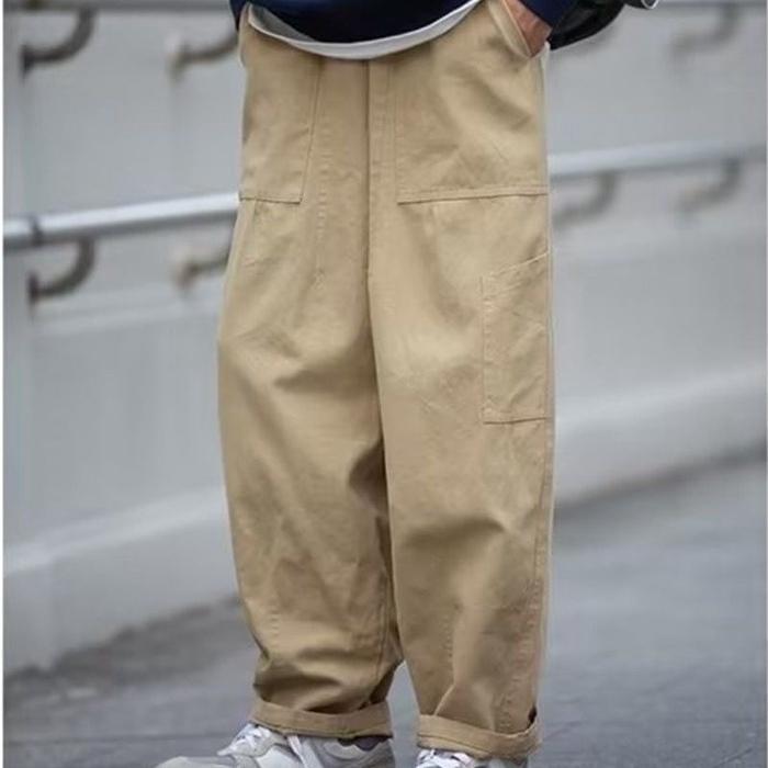 shef pants wide pants men's chinos easy work pants Korea fashion Street 2023