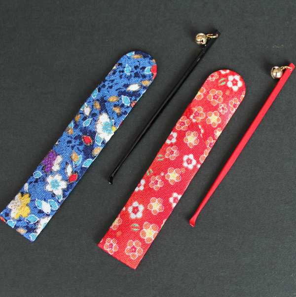 .. ear .. case attaching EAR PICK WITH CHIRIMEN CASE paint ear .. Kyoto pattern assortment made in Japan . earth production 