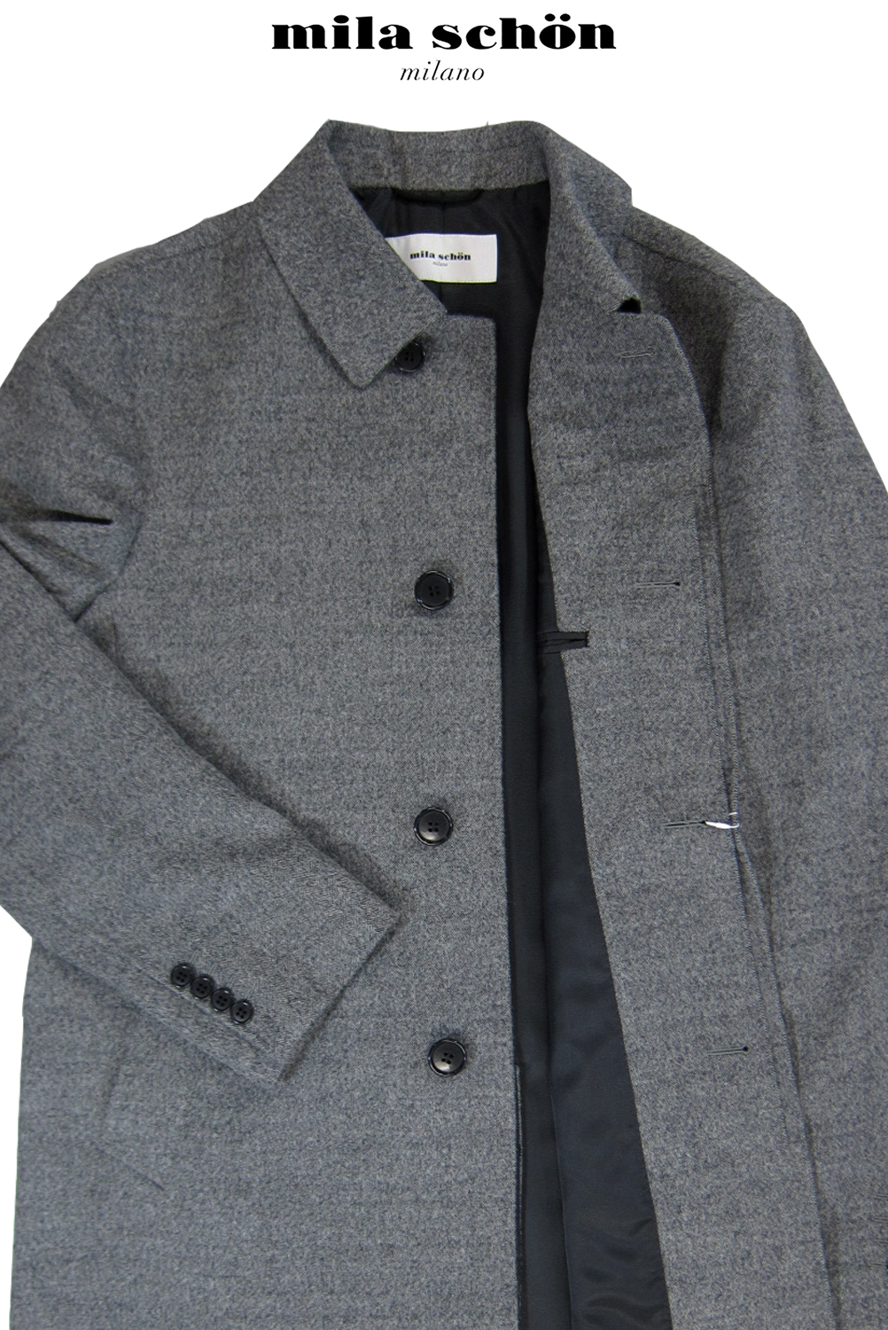  Mila Schon пальто осень-зима предмет baby альпака 100% полупальто bar цвет пальто с отложным воротником серый одноцветный легкий сделано в Японии производитель стандартный товар 