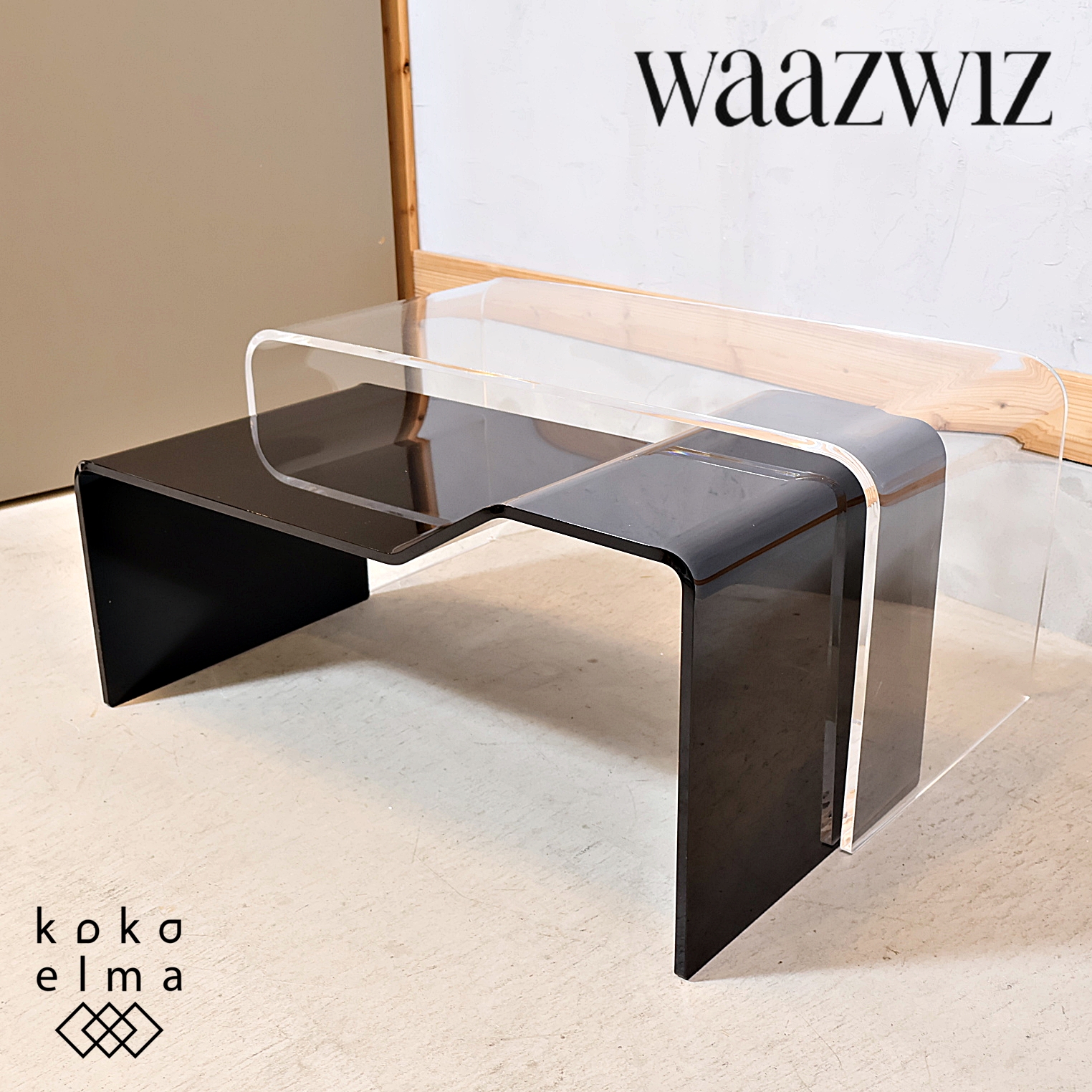 waazwizwa-z with IN SHORE in shoa acrylic fiber living table square & car b set low table runner table ED509