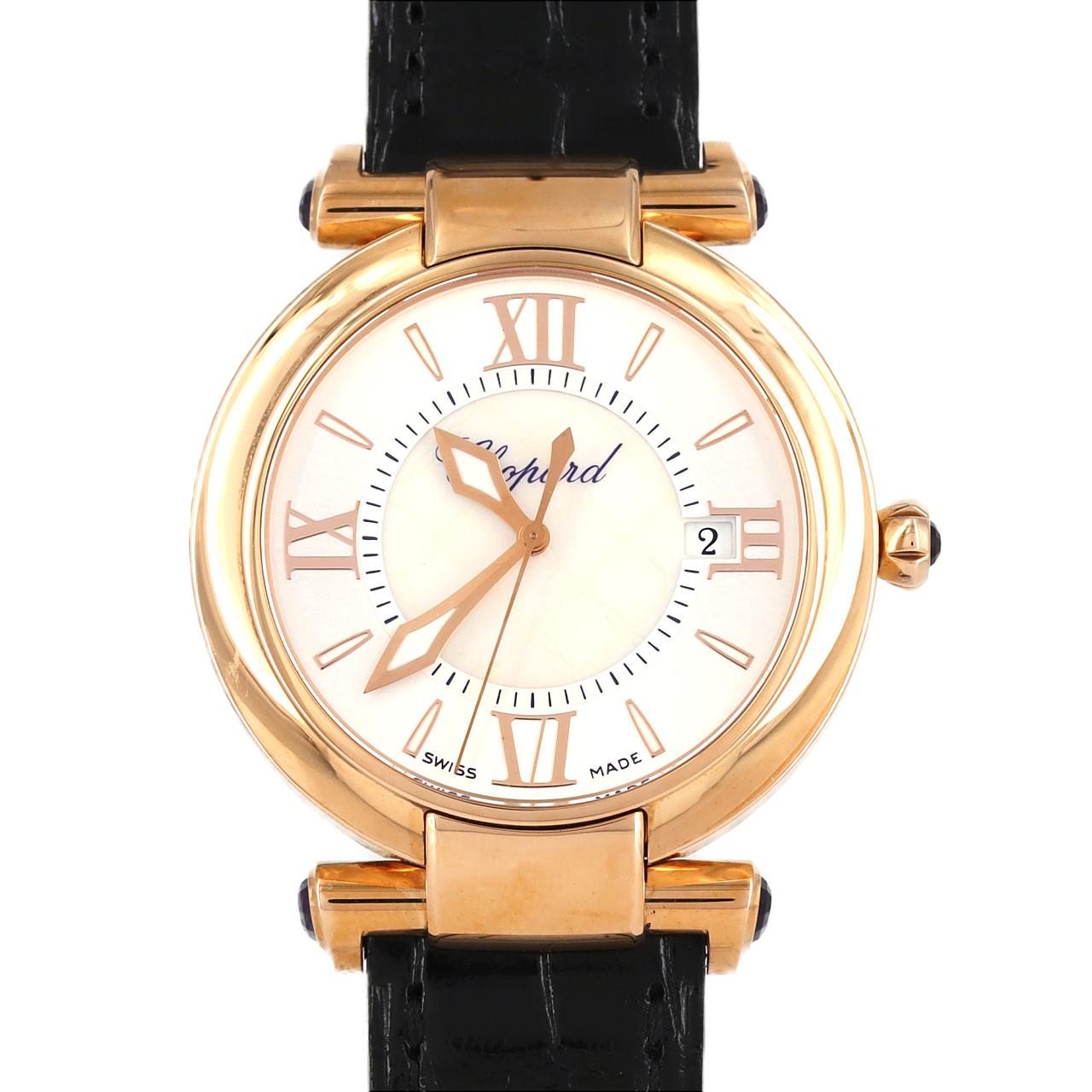 インペリアーレ 36mmウォッチ 18KRG/ブラックレザー 384221-5001 （ホワイトシェル-シルバー/アメジストセッティングリューズ）