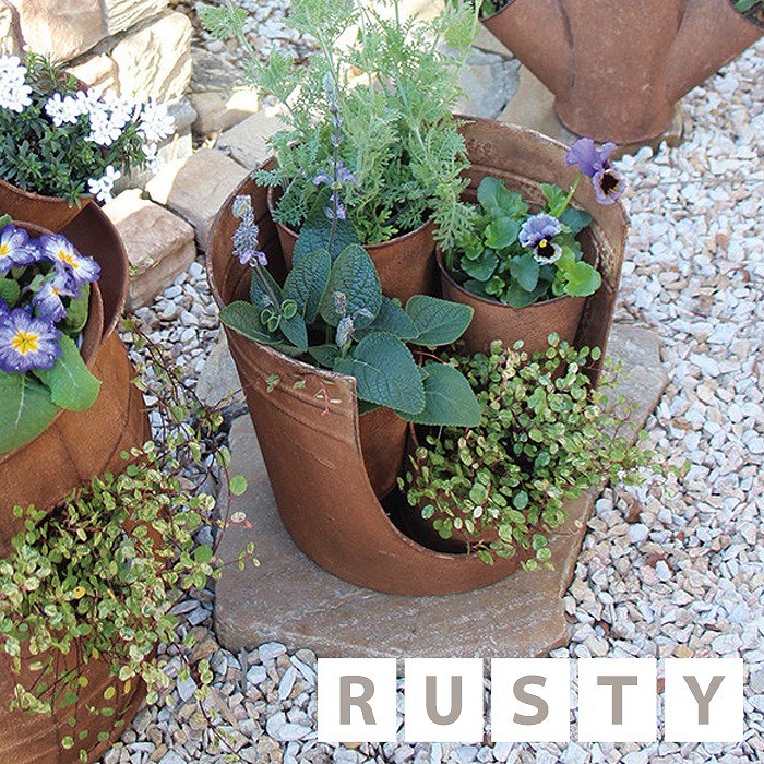 ガーデンポット ボウル フラワーポット ラスティ 4連ポット 錆 アイアン シャビー ポット ガーデンツール ガーデニング 園芸 おしゃれ やるきゃんヤフー店 通販 Yahoo ショッピング