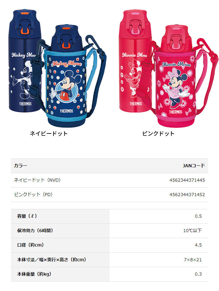 流行に Thermos ミッキー ネイビー 真空断熱キッズケータイマグ サーモス 子供用水筒 0 5l