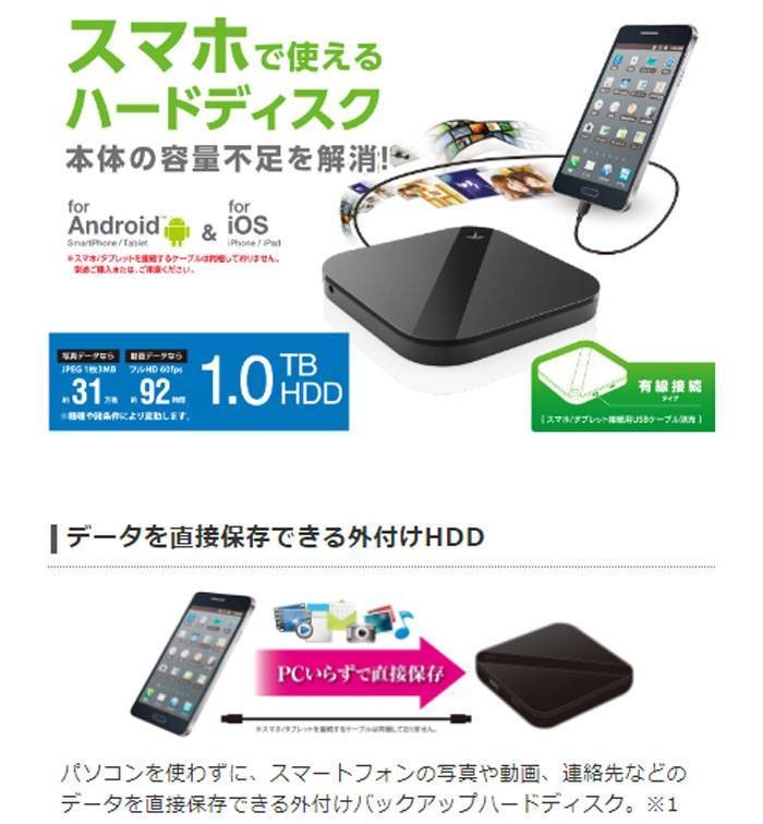 限定価格セール スマートフォン用 外付けバックアップハードディスク 1tb 写真 動画 保存 転送 容量不足解消 ブラック エレコム Elp Shu010ubk 魅力的な Www Fedelatina Org