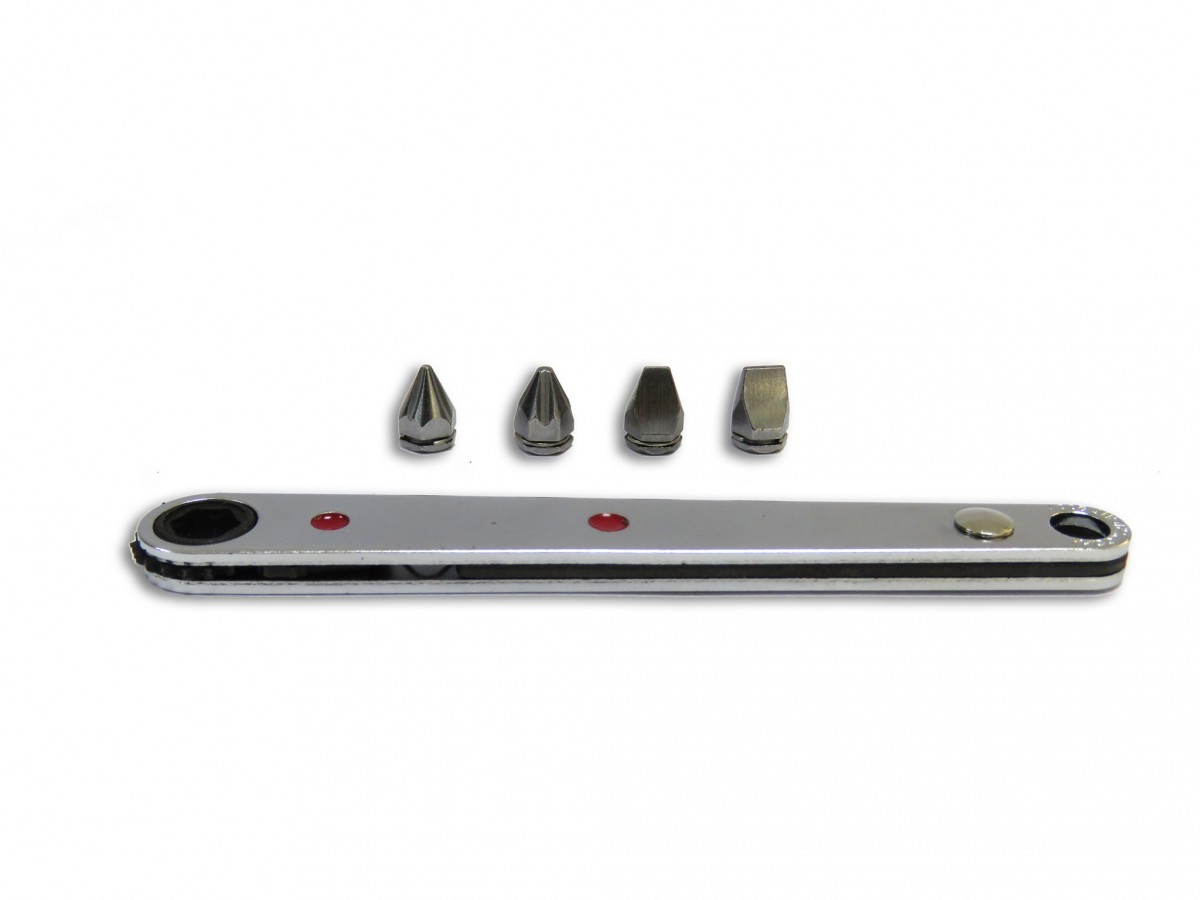 kosi is la super thin type bit ratchet set ultrathin ratchet screwdriver (+)PH1-2 (-)SL3-5 5 point set bit total length 10mm bit 8660 Taiwan made KOSHIHARA K233