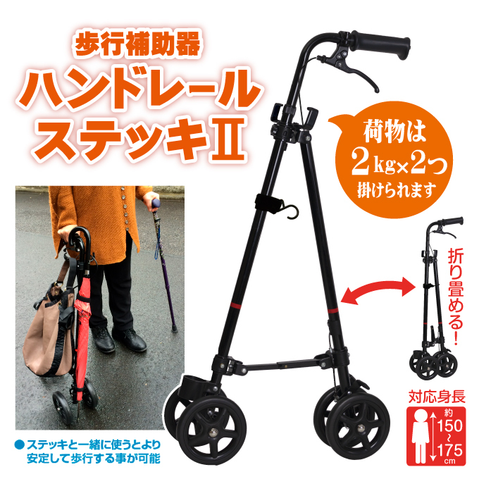 フジホーム ハンドレールステッキ2 WB5135（ブラック）の商品画像