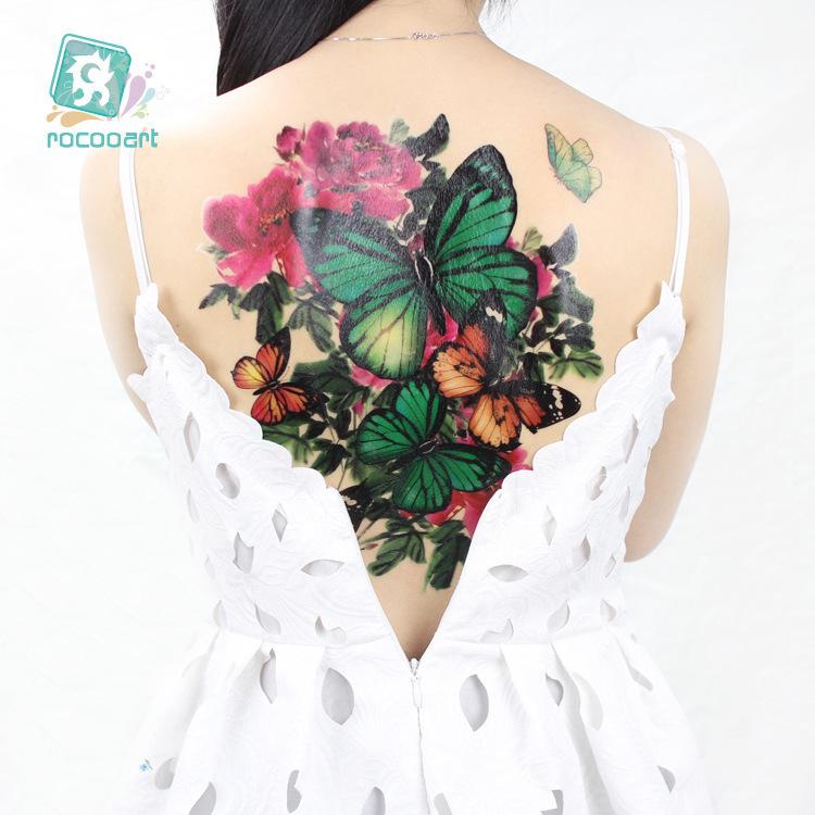  тату-наклейка плечо тату-наклейка рука бабочка цветок настоящий татуировка входить . большой размер 101
