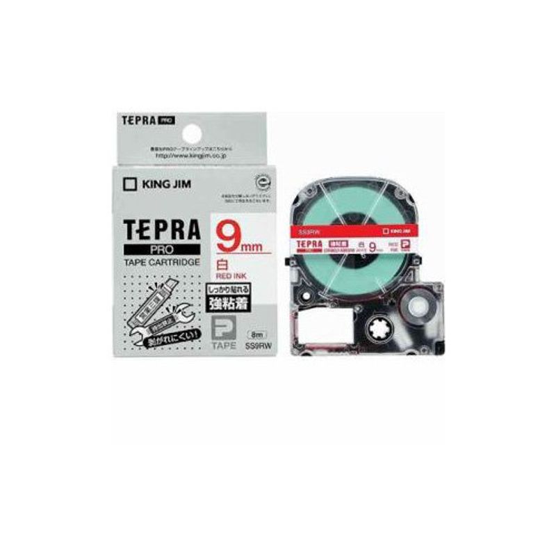 KING JIM テプラ PROテープカートリッジ 強粘着ラベル SS9RW 9mm（白・赤文字）×6個 テプラ TEPRA PRO ラベルプリンター、ラベルライターの商品画像