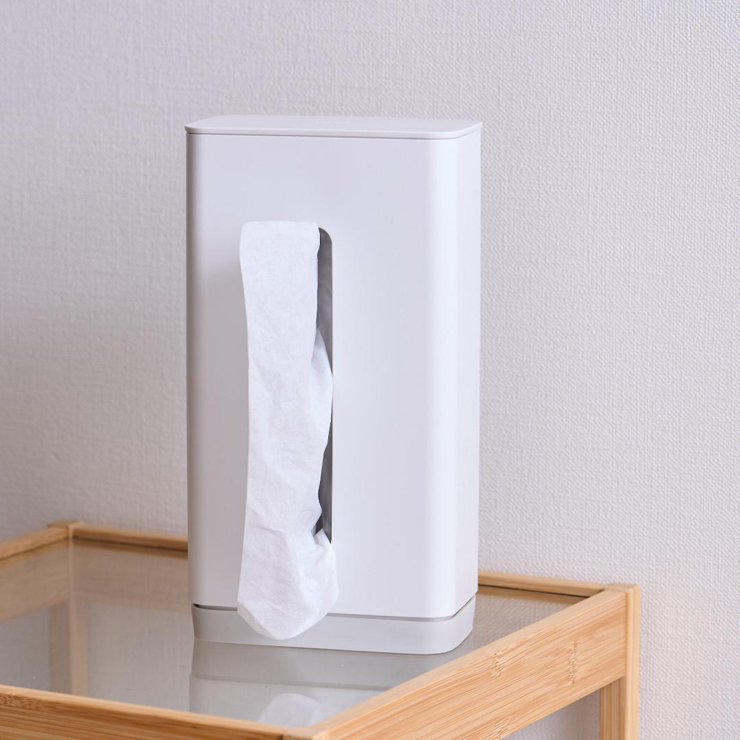 マーナ 片手で使える ティッシュケース 縦型 ティッシュボックス 吸盤 立つ 縦型 卓上 ティッシュ 縦置き REPITA リピタ yrh MARNAの商品画像