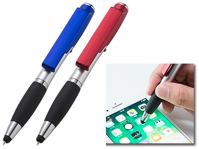 LED attaching smartphone stand touch pen V010343 1000ps.@ name inserting originals ma ho stand ballpen touch pen LED smartphone 1 color printing 