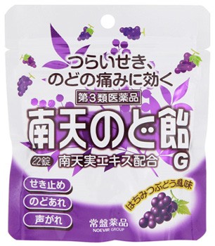 常盤薬品工業 南天のど飴G 22錠 パウチタイプ （はちみつぶどう風味） 咳止め、去たん薬の商品画像