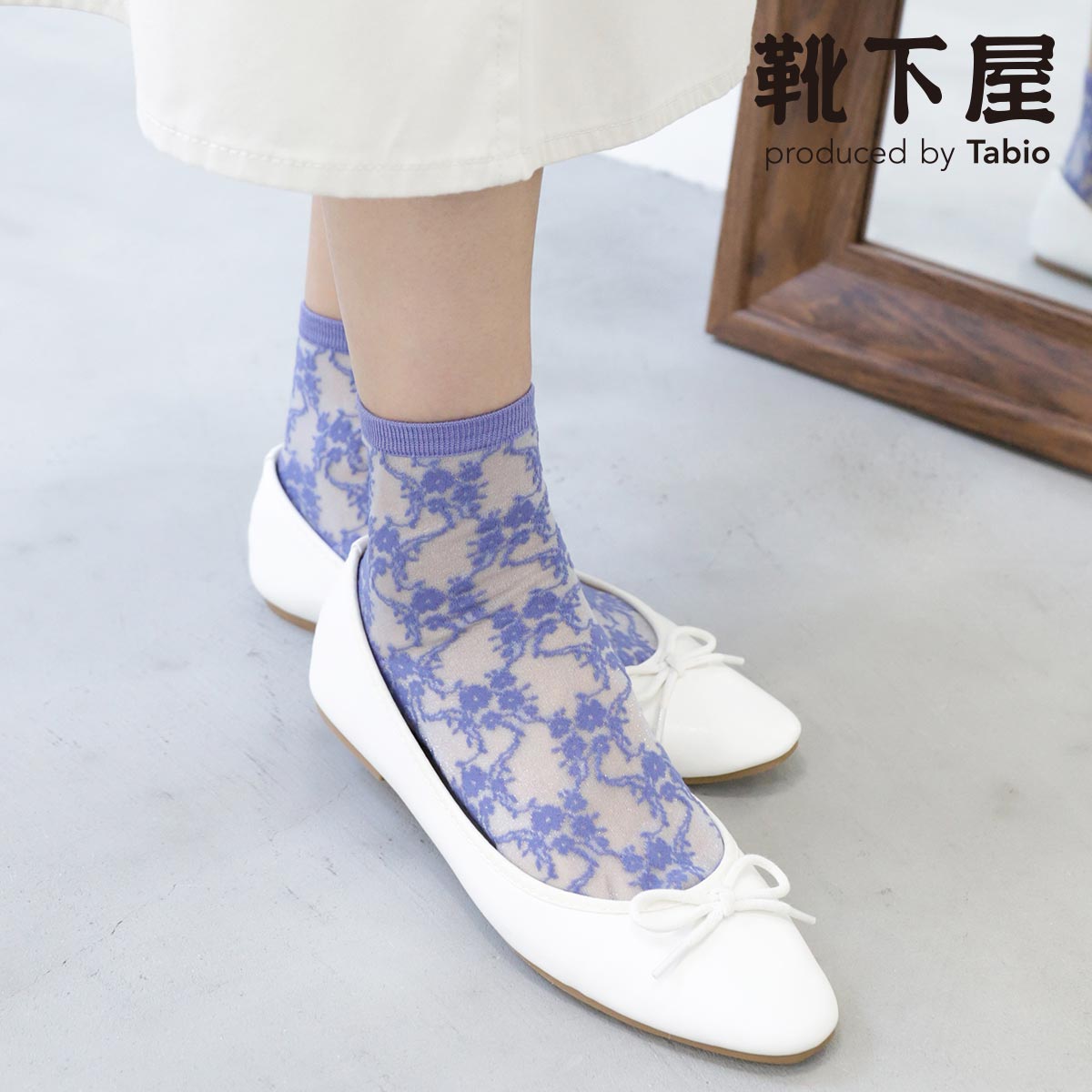  socks shop Newchu-ru floral race Anne k socks tabioTabio shoes under floral print short socks .... see-through .. lady's made in Japan 