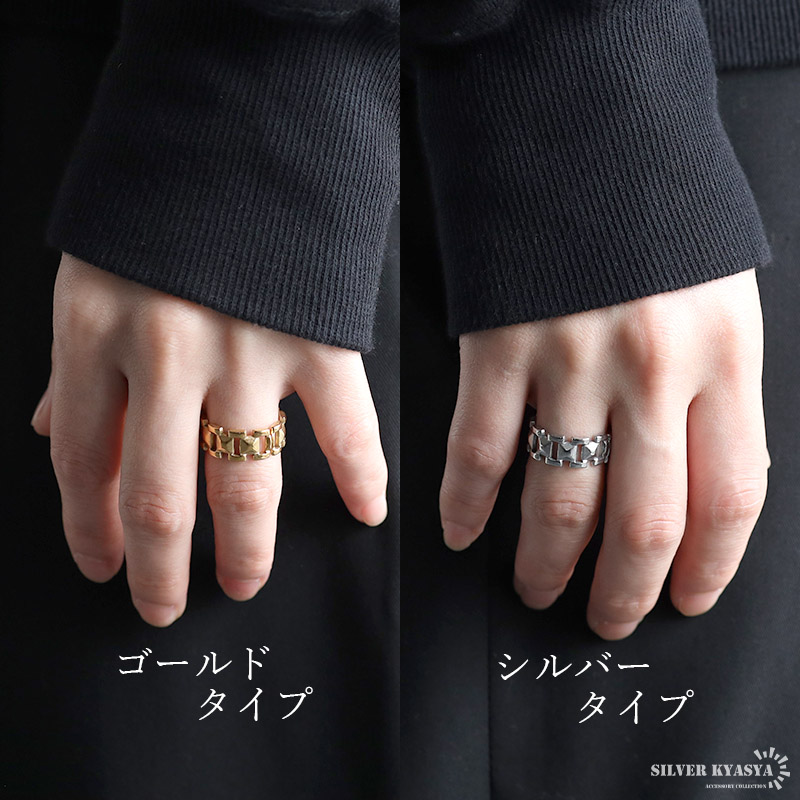  нержавеющая сталь цепной венец . какой . кольцо заклепки шт .. Gold 18K GP серебряный свободный размер женский женщина кольцо металл аллергия соответствует 