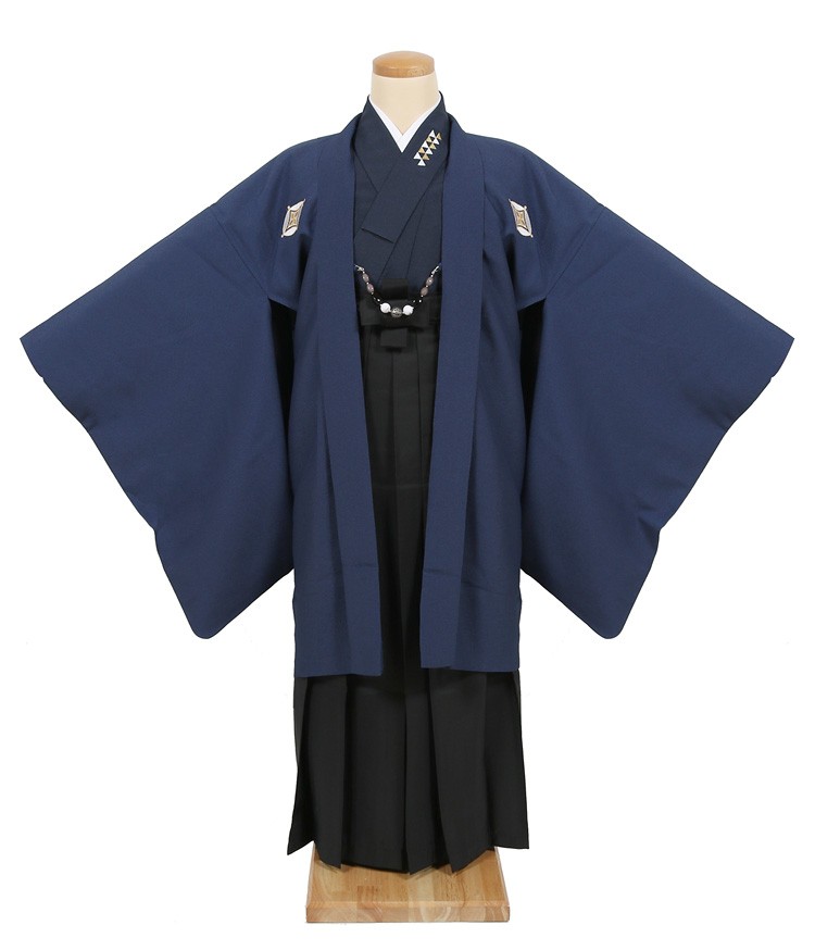  hakama rental Junior man elementary school student graduation ceremony full set 13 -years old full rental 10 three three .. costume ... feather woven hakama set navy blue Kids Jr child kimono jr-h005