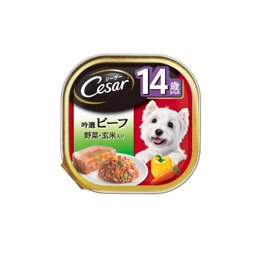 マースジャパン シーザー 14歳からの 吟選ビーフ 野菜・玄米入り ふわふわローフタイプ 100g ドッグフード ウエットフードの商品画像