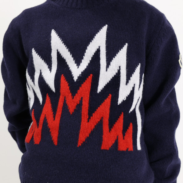 MONCLER ENFANT Moncler Sweater свитер вязаный длинный рукав вырез лодочкой шерсть Logo Kids 9C00003M1242