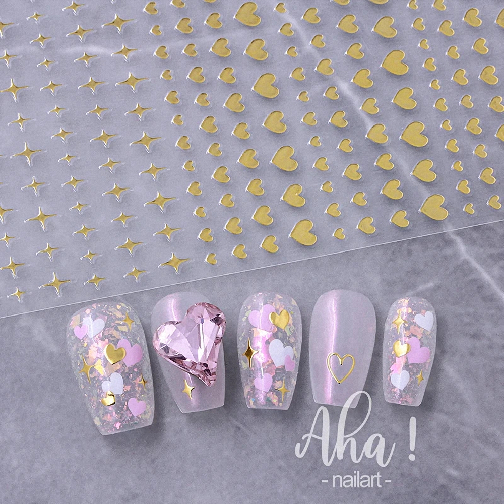 AHA[ LALONA ] Heart . Kirakira seal ( 8 kind ) nail sticker / gel nails / Korea style series / easy nail art / self nails 