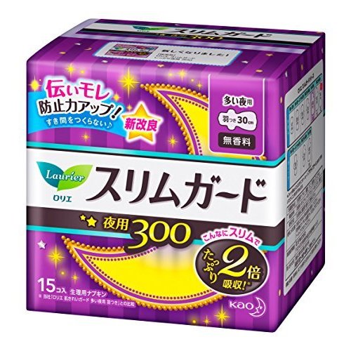 ロリエ スリムガード 多い夜用 300 羽つき 30cm 15コ入×3コの商品画像
