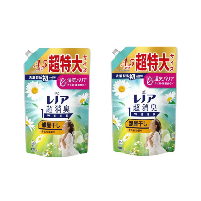 レノア超消臭1WEEK 部屋干し （花と）おひさまの香り 柔軟剤 詰替用 1380ml × 2個の商品画像