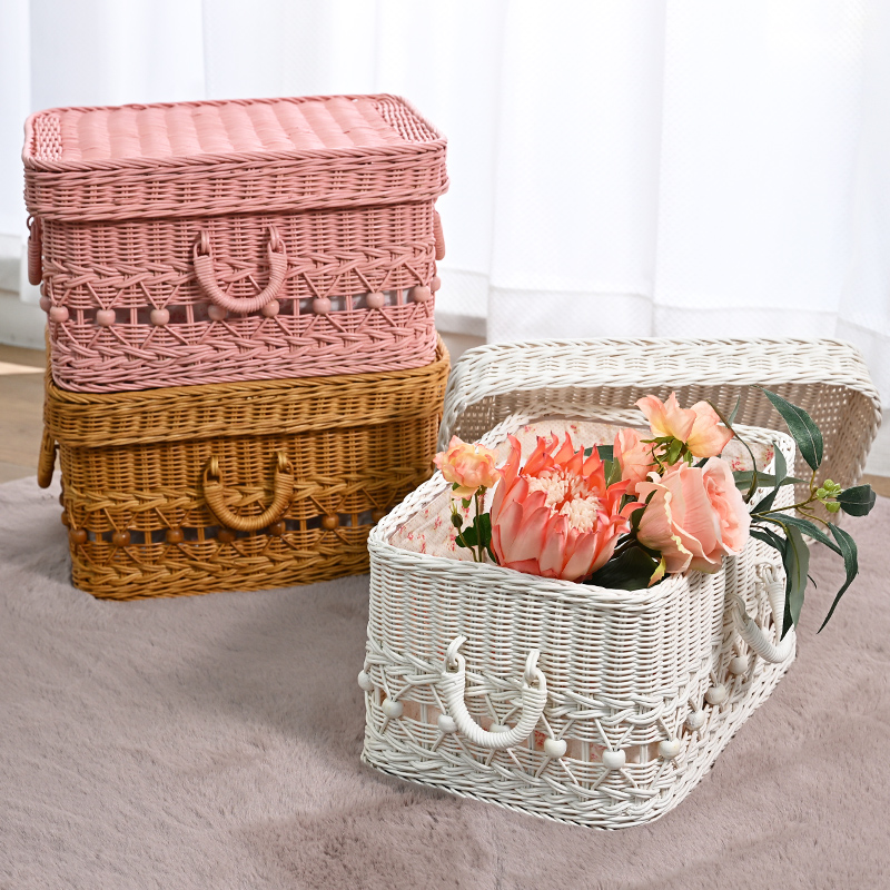  rattan basket cover attaching cane basket lovely storage inside cloth attaching Mother's Day Father's day Respect-for-the-Aged Day Holiday GK808HN