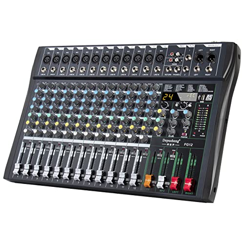 Depusheng FG12 Professional 12 channel mixer DJ sound console Studio mixer,USB player Bluetooth 24DSP effect processor XLR Mike 