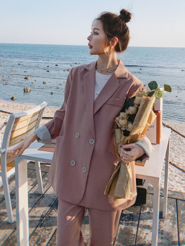 パンツセットアップ レディース チェスターコート スーツパンツ ロングパンツ スリット ロング丈 2点セット ゆったり 大きいサイズ トレンチコート セレモニー いいスタイル