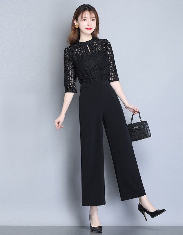New限定品 パンツドレス3lぽっちゃりオールインワン黒結婚式vネックガウチョパンツ月華160 直営店限定 Kotsadoroiladas Gr