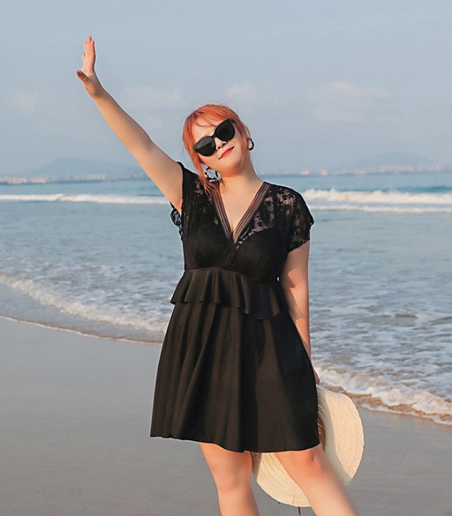 初回特典付 水着 ワンピース 体型カバー 大きいサイズ ワンピース水着 韓国 水着 レース 水着 黒 レディース 4l 5l 6l 7l 8l 水着 半袖 露出少なめ 人気満点 Sportunia Com