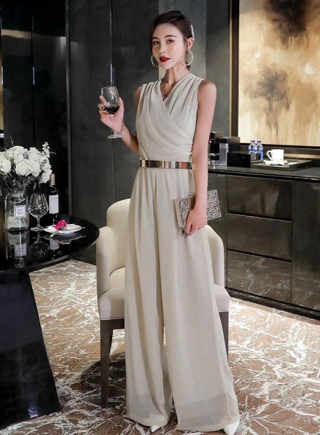 お得セット 黒 シンプル ノースリーブ ドレス お呼ばれ 結婚式 パンツ パーティードレス パンツドレス かっこいい 韓国 40代 30代 代 パンツスタイル レディース ジャンプスーツ オールインワン パンツドレス Reem Design Com